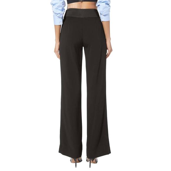 NEW JONATHAN SIMKHAI ariah crepe satin combo front slit pant in black - Picture 2 of 2